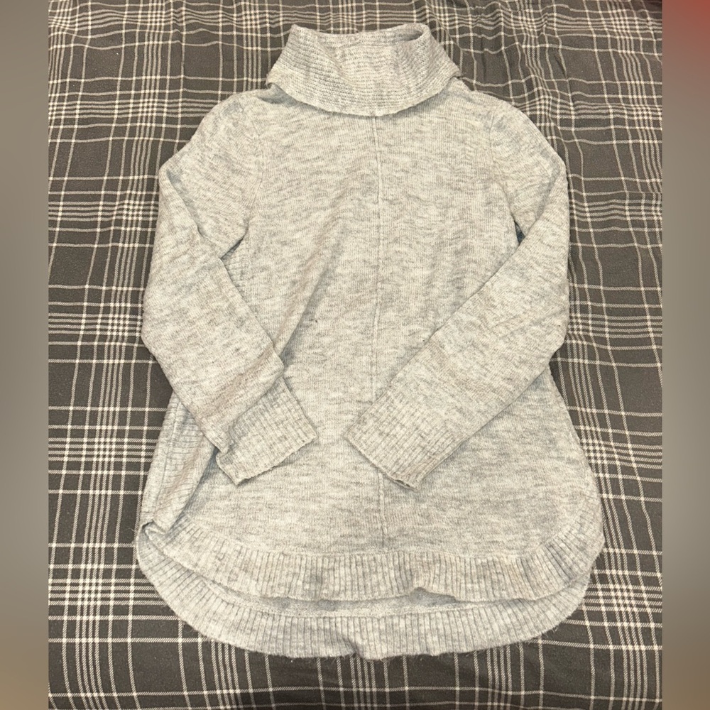 Marled Light Gray Cowl Neck Sweater
